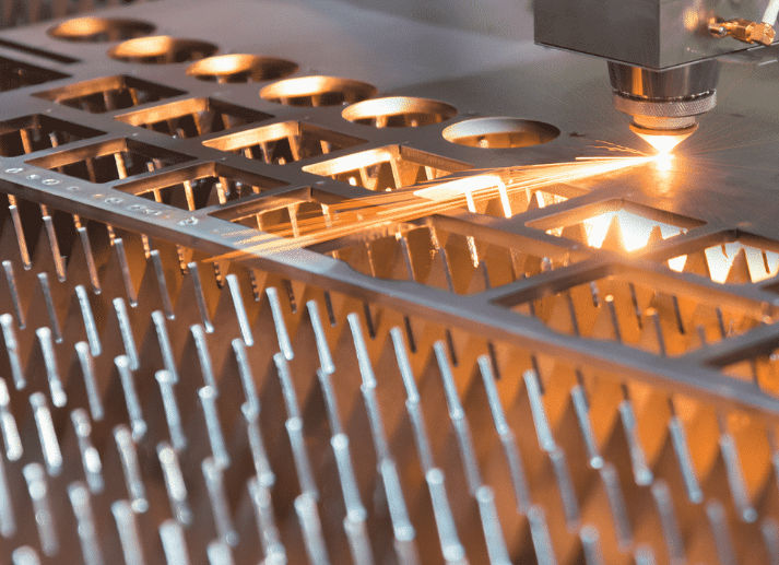Laser cutting a pattern in sheet metal